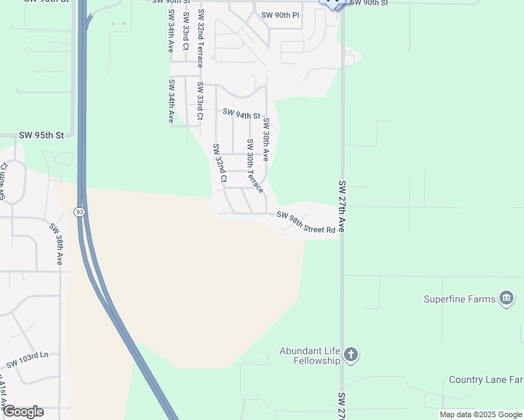 map of restaurants, bars, coffee shops, grocery stores, and more near 3051 Southwest 98th Street Road in Ocala