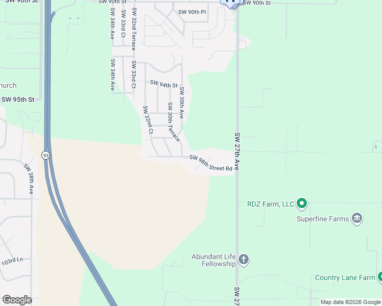 map of restaurants, bars, coffee shops, grocery stores, and more near 2995 Southwest 98th Street Road in Ocala