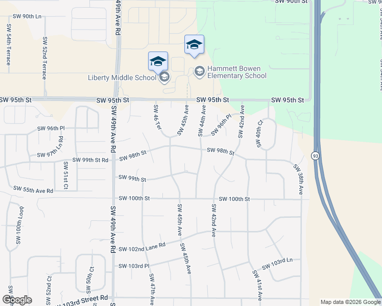 map of restaurants, bars, coffee shops, grocery stores, and more near 4430 Southwest 98th Street in Ocala