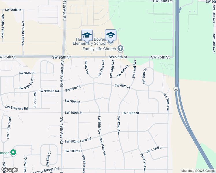 map of restaurants, bars, coffee shops, grocery stores, and more near 4416 Southwest 98th Street in Ocala