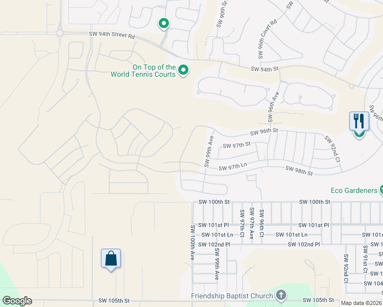 map of restaurants, bars, coffee shops, grocery stores, and more near 9788 Southwest 99th Avenue in Ocala