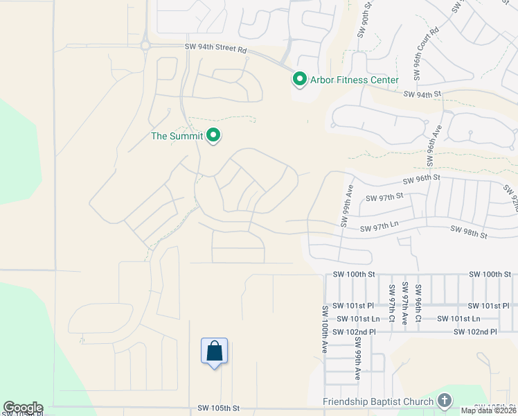 map of restaurants, bars, coffee shops, grocery stores, and more near 10228 Southwest 100th Street in Ocala