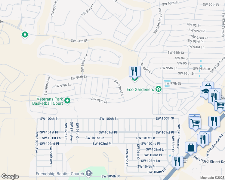 map of restaurants, bars, coffee shops, grocery stores, and more near 9393 Southwest 97th Place in Ocala