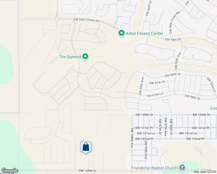 map of restaurants, bars, coffee shops, grocery stores, and more near 10189 Southwest 100th Street in Ocala