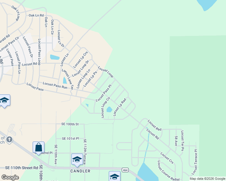 map of restaurants, bars, coffee shops, grocery stores, and more near 335 Locust Pass in Ocala