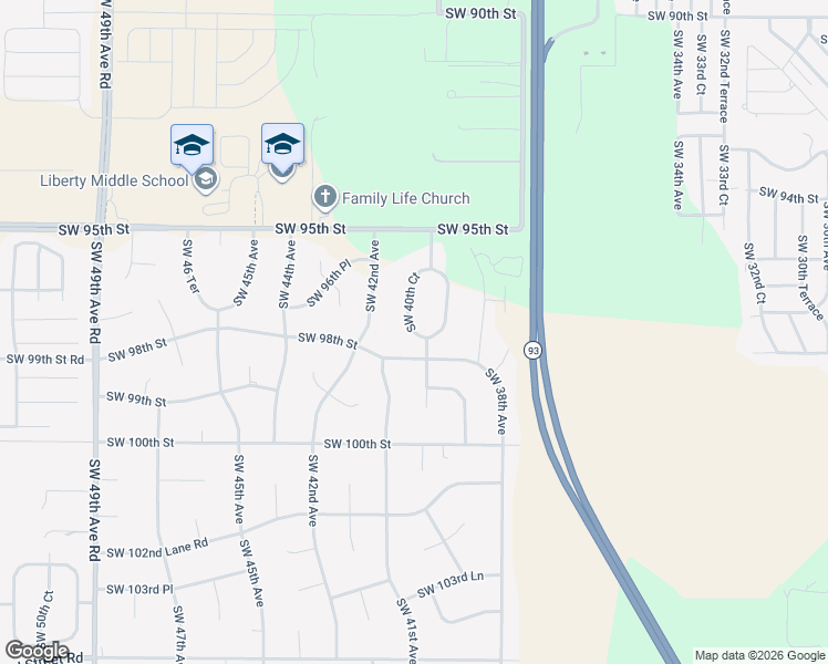 map of restaurants, bars, coffee shops, grocery stores, and more near 4085 Southwest 98th Street in Ocala