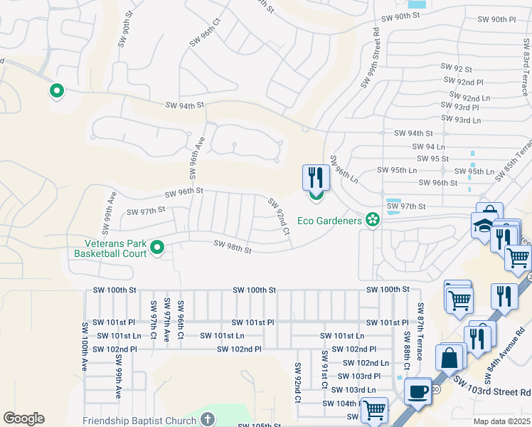 map of restaurants, bars, coffee shops, grocery stores, and more near 9639 Southwest 94th Avenue in Ocala