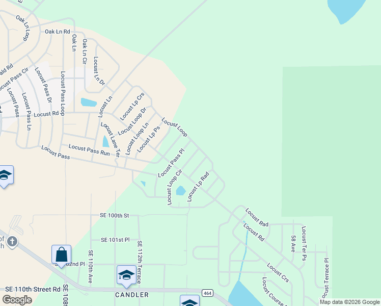 map of restaurants, bars, coffee shops, grocery stores, and more near 6 Locust Loop Circle in Ocala