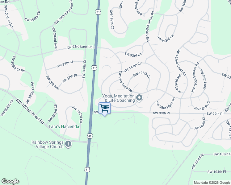 map of restaurants, bars, coffee shops, grocery stores, and more near 9582 Southwest 195th Circle in Dunnellon