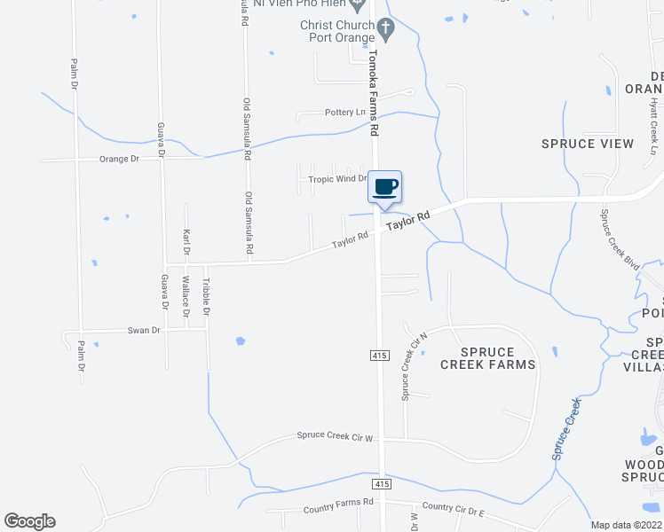 map of restaurants, bars, coffee shops, grocery stores, and more near 2027 Taylor Road in Port Orange