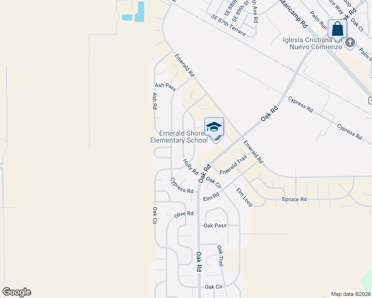map of restaurants, bars, coffee shops, grocery stores, and more near 82 Ash Road in Ocala