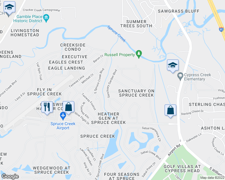 map of restaurants, bars, coffee shops, grocery stores, and more near 5977 Heron Pond Drive in Port Orange