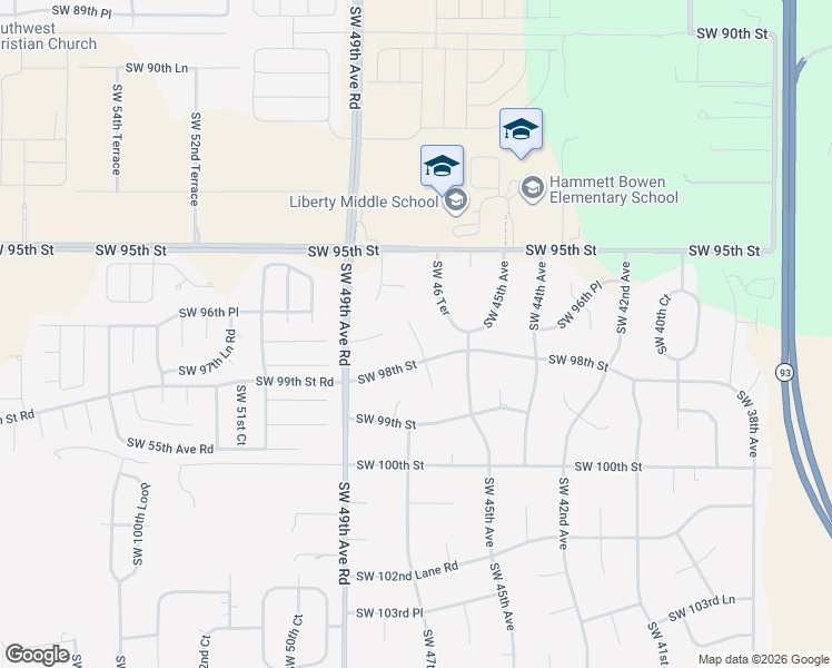 map of restaurants, bars, coffee shops, grocery stores, and more near 9712 Southwest 46th Court in Ocala