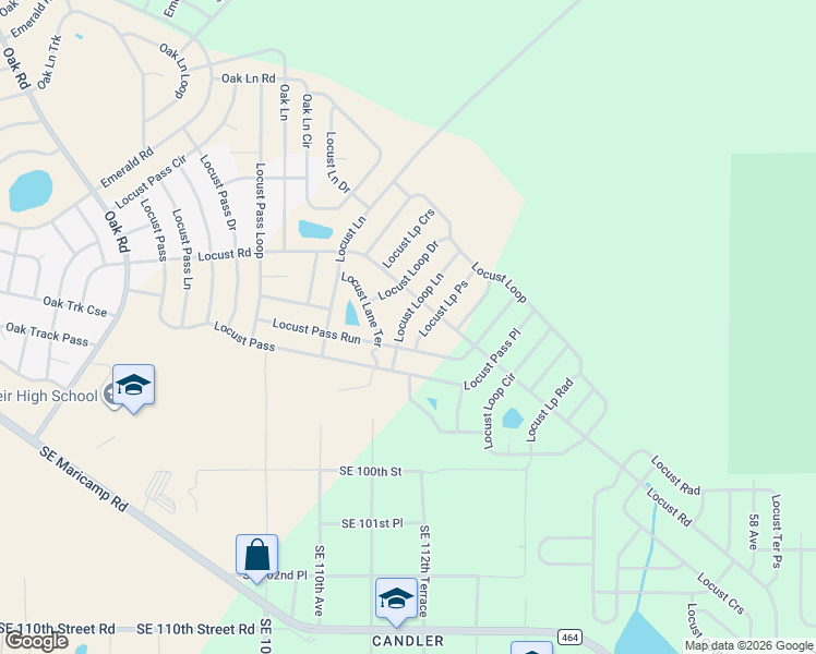 map of restaurants, bars, coffee shops, grocery stores, and more near 25 Locust Loop Drive in Ocala
