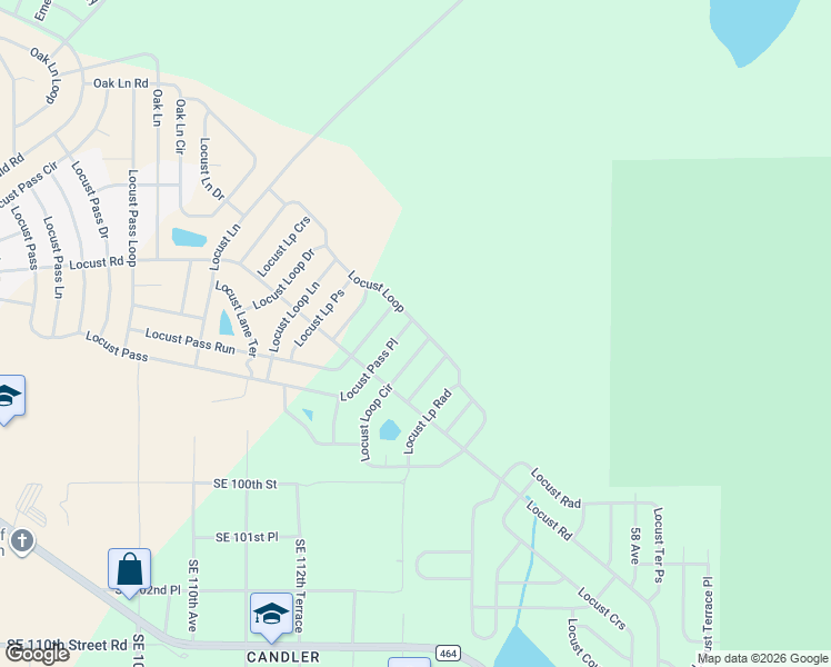map of restaurants, bars, coffee shops, grocery stores, and more near 6 Locust Loop Circle in Ocala