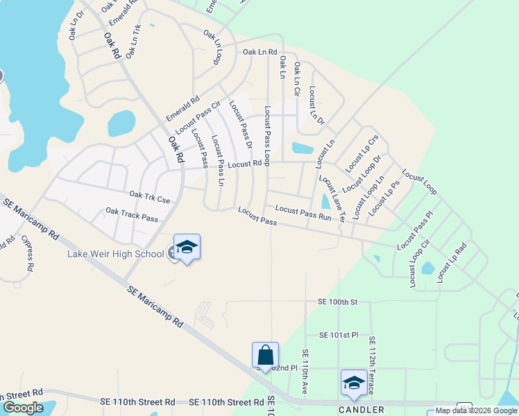 map of restaurants, bars, coffee shops, grocery stores, and more near 247 Locust Pass Dr in Ocala