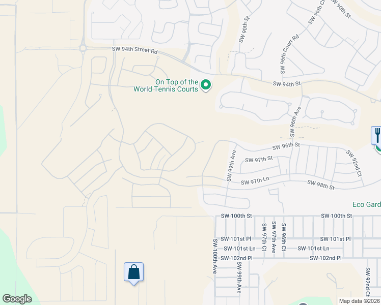 map of restaurants, bars, coffee shops, grocery stores, and more near 8900 Southwest 97th Street in Ocala