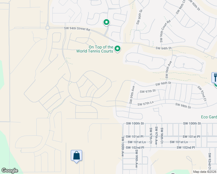 map of restaurants, bars, coffee shops, grocery stores, and more near 8900 Southwest 97th Street in Ocala