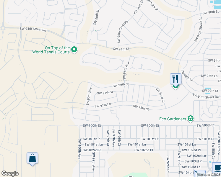 map of restaurants, bars, coffee shops, grocery stores, and more near 9734 Southwest 96th Street in Ocala