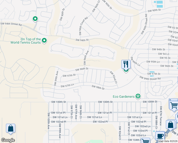 map of restaurants, bars, coffee shops, grocery stores, and more near 9629 Southwest 95th Court in Ocala