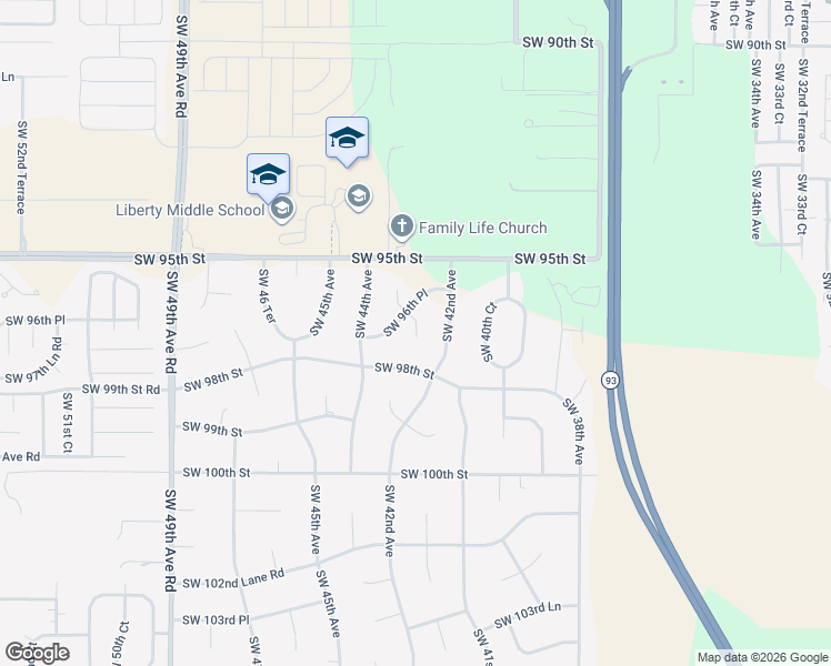 map of restaurants, bars, coffee shops, grocery stores, and more near 9679 Southwest 42nd Court in Ocala