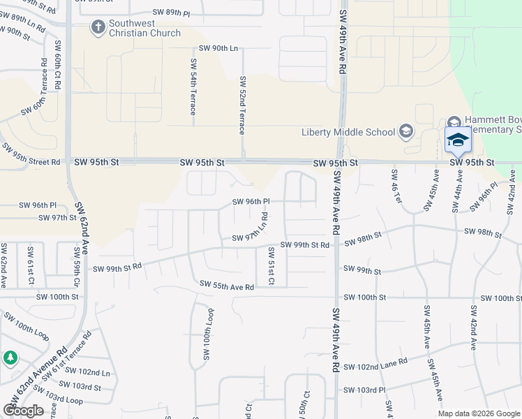 map of restaurants, bars, coffee shops, grocery stores, and more near 9668 Southwest 52nd Court in Ocala