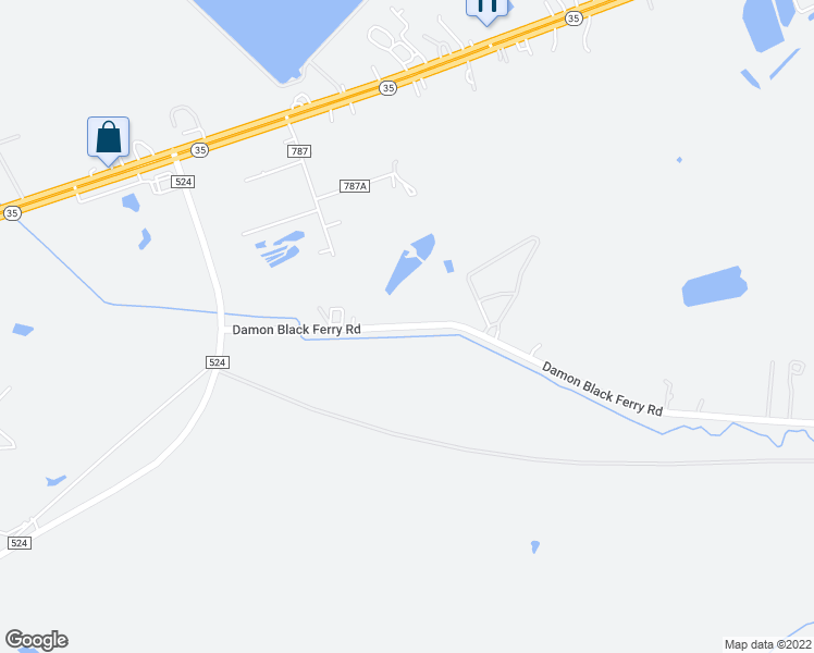 map of restaurants, bars, coffee shops, grocery stores, and more near Damon Black Ferry Road in Sweeny