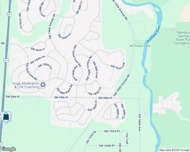 map of restaurants, bars, coffee shops, grocery stores, and more near 19140 Southwest 98th Loop in Dunnellon