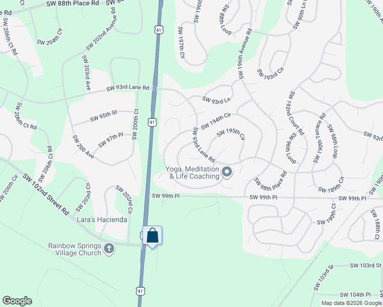 map of restaurants, bars, coffee shops, grocery stores, and more near 9582 Southwest 195th Circle in Dunnellon