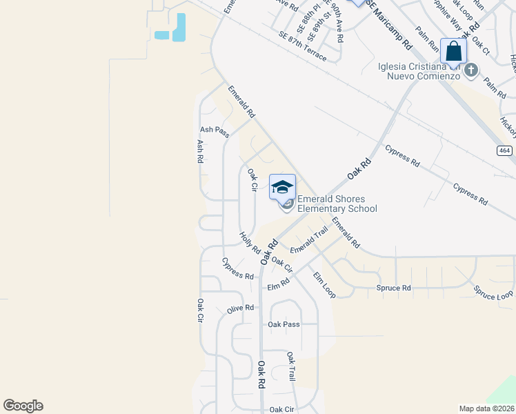 map of restaurants, bars, coffee shops, grocery stores, and more near 228 Oak Circle in Ocala