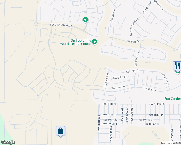 map of restaurants, bars, coffee shops, grocery stores, and more near 8900 Southwest 97th Street in Ocala