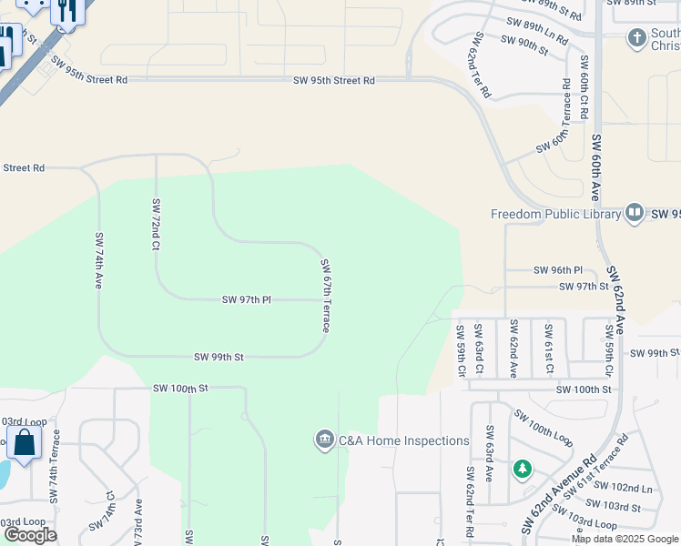 map of restaurants, bars, coffee shops, grocery stores, and more near 9641 Southwest 67th Terrace in Ocala