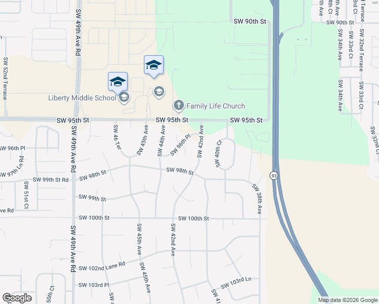 map of restaurants, bars, coffee shops, grocery stores, and more near 9679 Southwest 42nd Court in Ocala