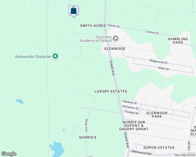 map of restaurants, bars, coffee shops, grocery stores, and more near 3060 Grand Avenue in DeLand