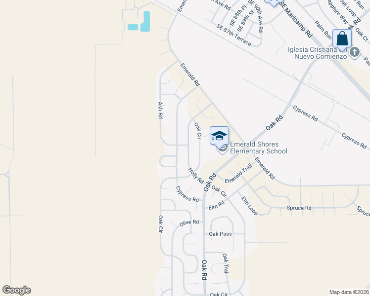 map of restaurants, bars, coffee shops, grocery stores, and more near 82 Ash Road in Ocala