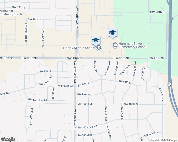 map of restaurants, bars, coffee shops, grocery stores, and more near 9712 Southwest 46th Court in Ocala