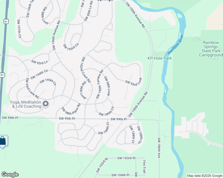 map of restaurants, bars, coffee shops, grocery stores, and more near 19140 Southwest 98th Loop in Dunnellon
