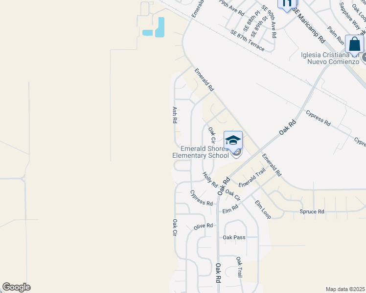 map of restaurants, bars, coffee shops, grocery stores, and more near 2 Ash Radial in Ocala