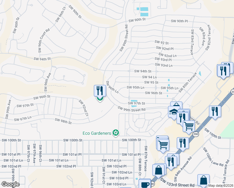 map of restaurants, bars, coffee shops, grocery stores, and more near 1 Friendship Park in Ocala