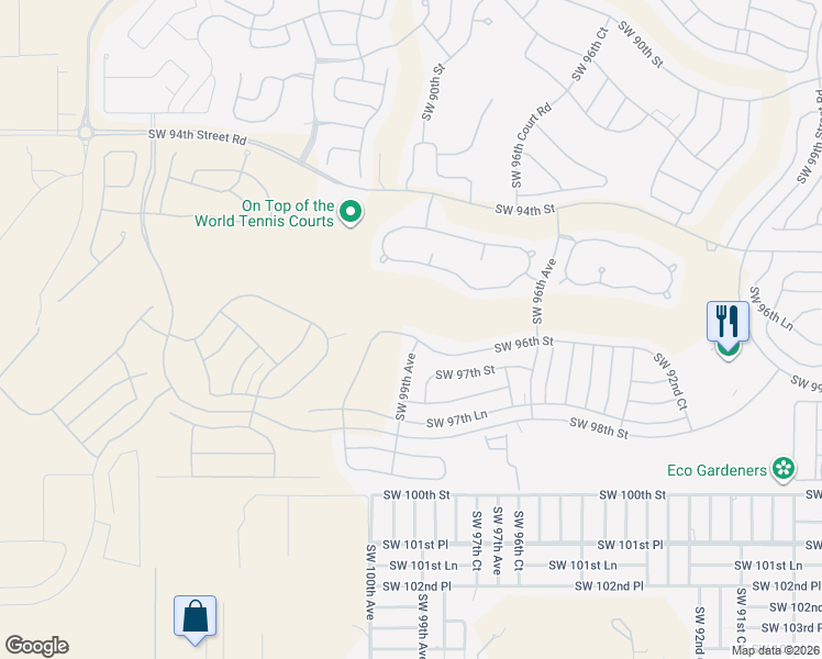 map of restaurants, bars, coffee shops, grocery stores, and more near 9911 Southwest 96th Street in Ocala