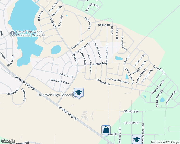 map of restaurants, bars, coffee shops, grocery stores, and more near 203 Locust Road in Ocala