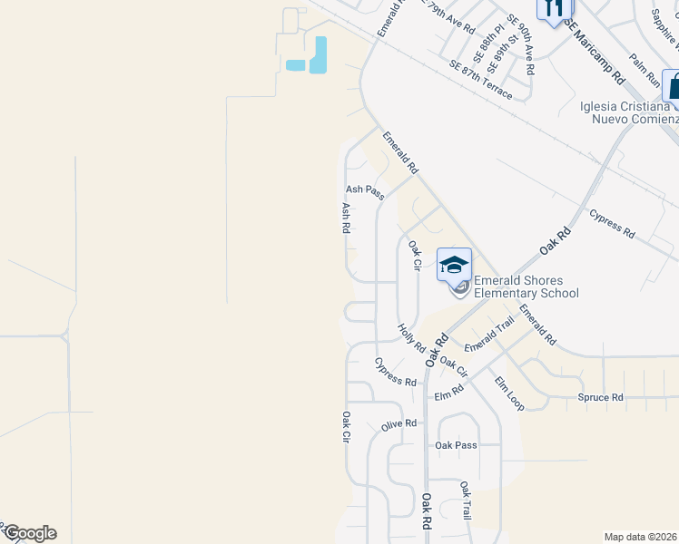 map of restaurants, bars, coffee shops, grocery stores, and more near 54 Ash Road in Ocala