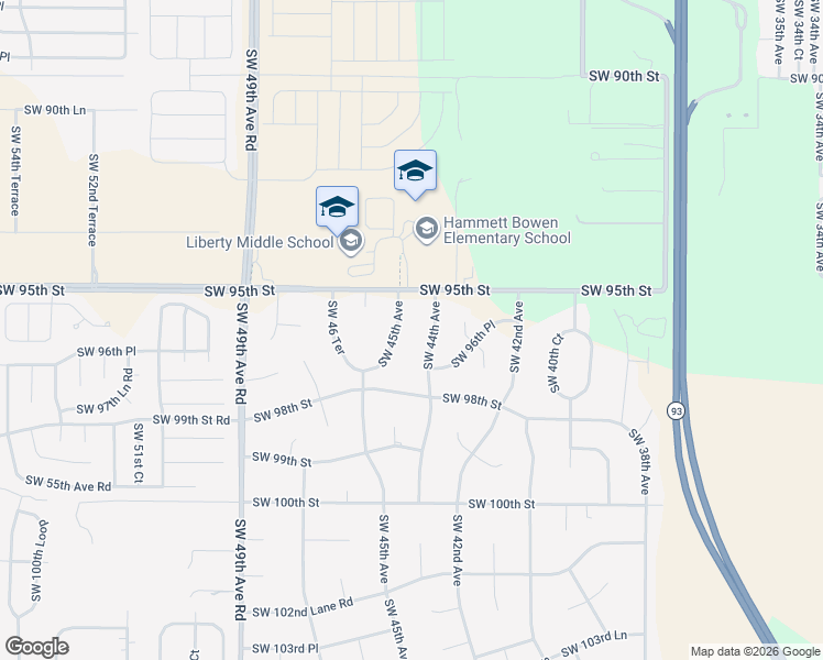 map of restaurants, bars, coffee shops, grocery stores, and more near 9563 Southwest 45th Avenue in Ocala