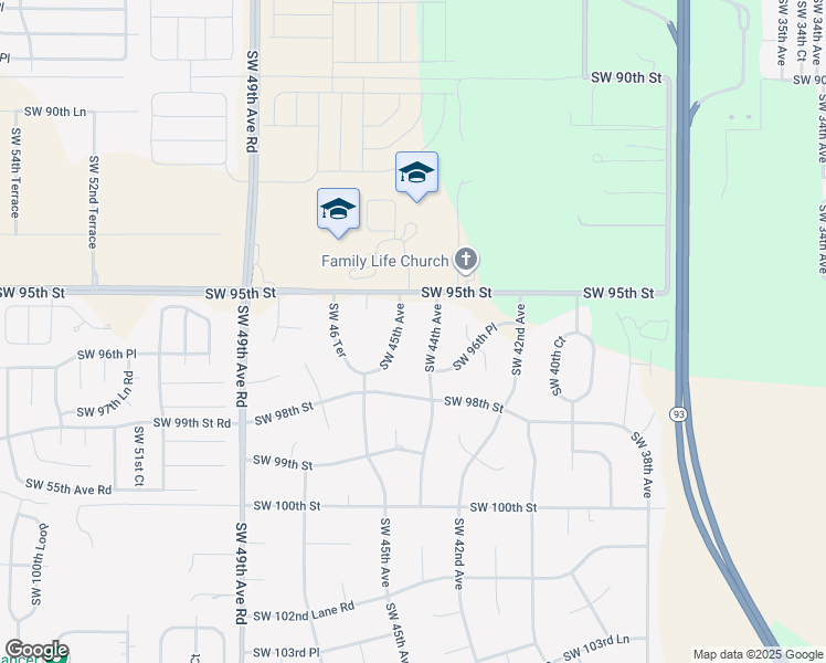 map of restaurants, bars, coffee shops, grocery stores, and more near 9563 Southwest 45th Avenue in Ocala