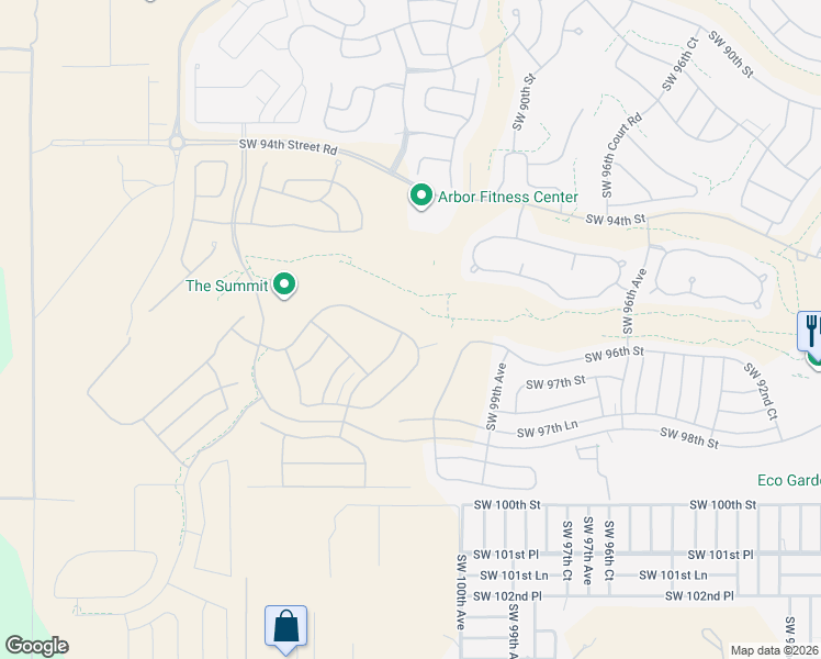 map of restaurants, bars, coffee shops, grocery stores, and more near 8900 Southwest 97th Street in Ocala