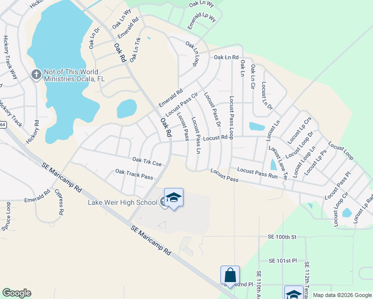 map of restaurants, bars, coffee shops, grocery stores, and more near 203 Locust Road in Ocala