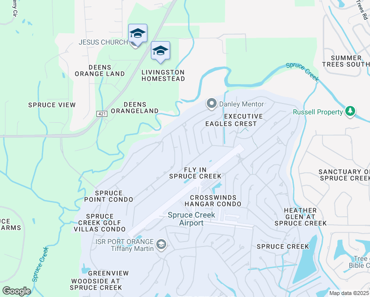 map of restaurants, bars, coffee shops, grocery stores, and more near 2533 Tail Spin Trail in Port Orange