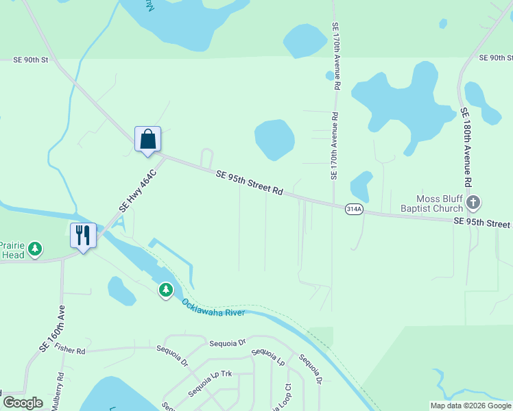 map of restaurants, bars, coffee shops, grocery stores, and more near 16688 Southeast 95th Street Road in Ocklawaha