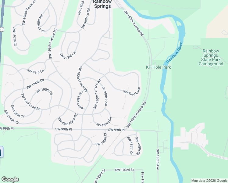 map of restaurants, bars, coffee shops, grocery stores, and more near 19034 Southwest 93rd Loop in Dunnellon