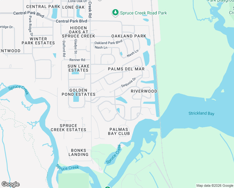 map of restaurants, bars, coffee shops, grocery stores, and more near 6208 Sequoia Drive in Port Orange
